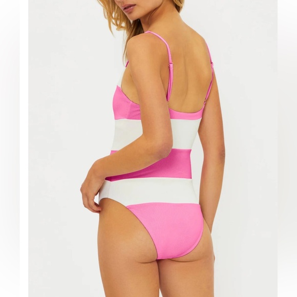 Beach Riot NEW Calista One Piece Prism Pink Stripe - Picture 2 of 10
